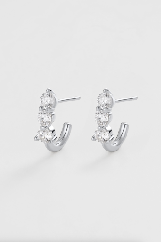 Zafino Mara Crystal Huggie Earrings Silver | Women's Jewellery | Gretel Lane