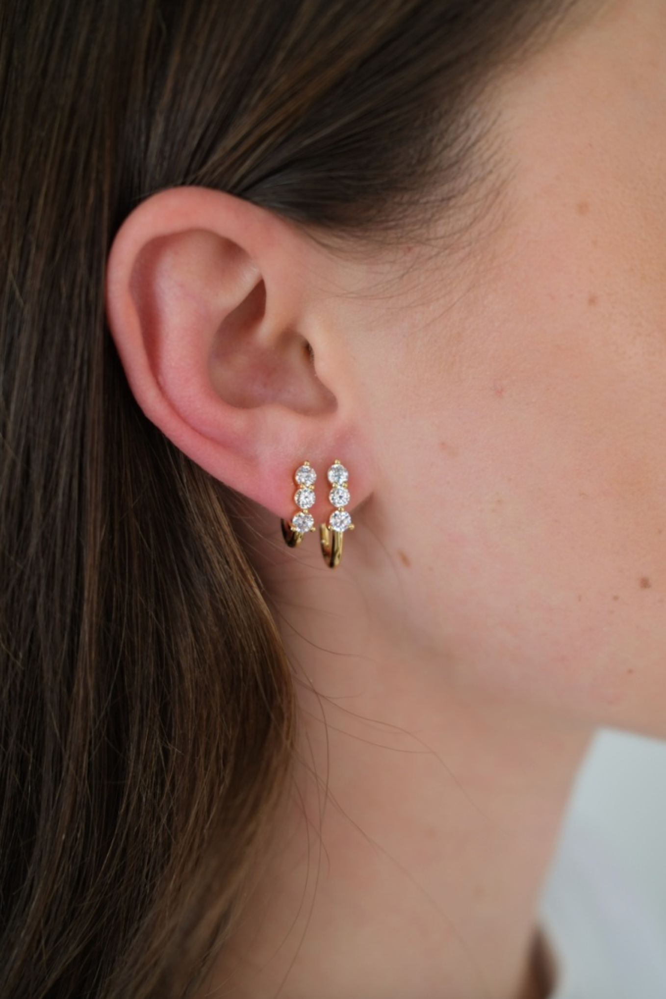 Zafino Mara Crystal Huggie Earrings Gold | Women's Gold Earrings | Gretel Lane