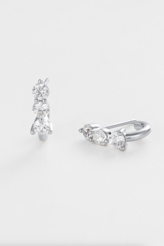 Zafino Mara Crystal Huggie Earrings Silver | Women's Jewellery | Gretel Lane