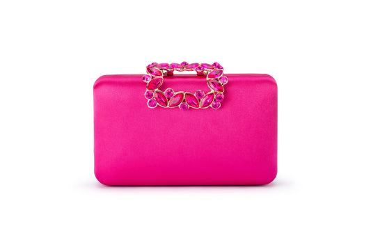 Margalit Crystal Lock Clutch (Fuchsia)