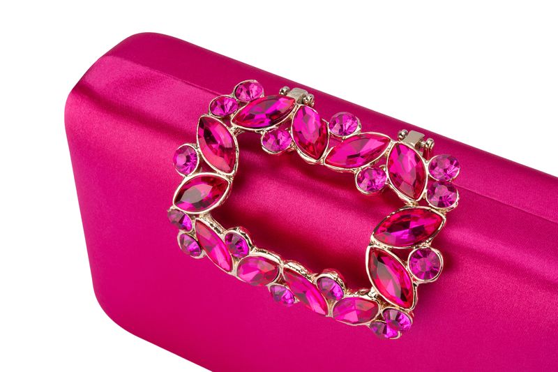 Margalit Crystal Lock Clutch (Fuchsia)