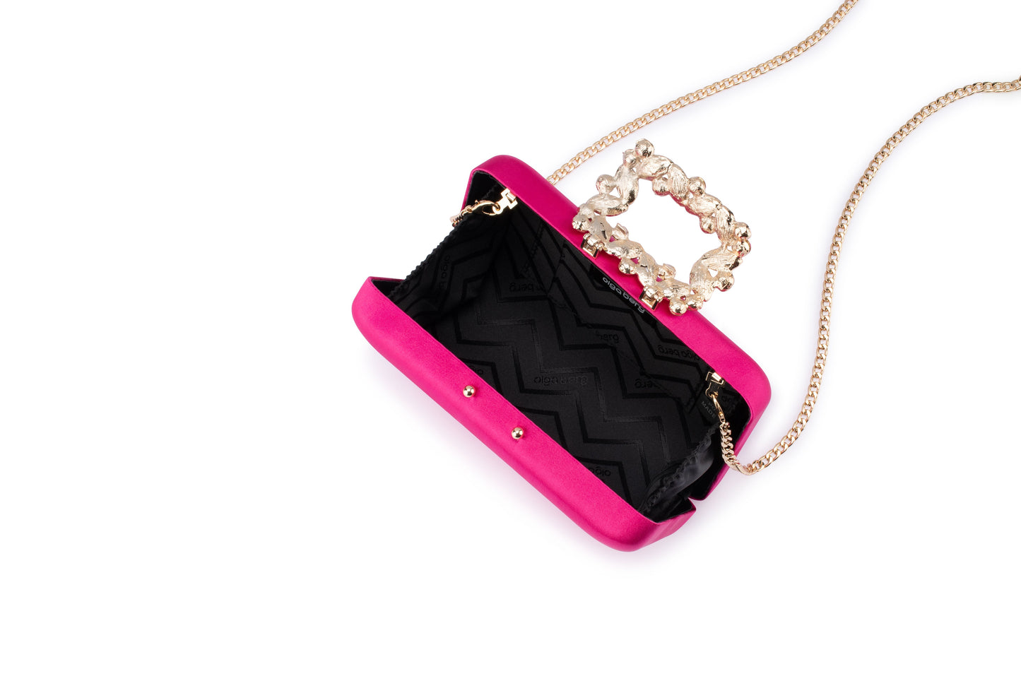 Margalit Crystal Lock Clutch (Fuchsia)