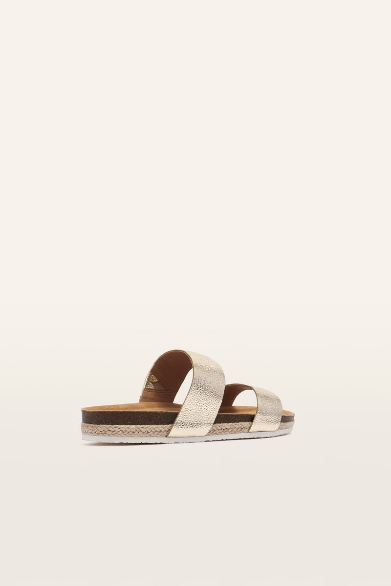 Frankie4 Maria III Podiatrist-Designed Slide White Gold Pebbled Leather | Women's Sandals | Gretel Lane