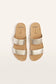 Frankie4 Maria III Podiatrist-Designed Slide White Gold Pebbled Leather | Women's Sandals | Gretel Lane