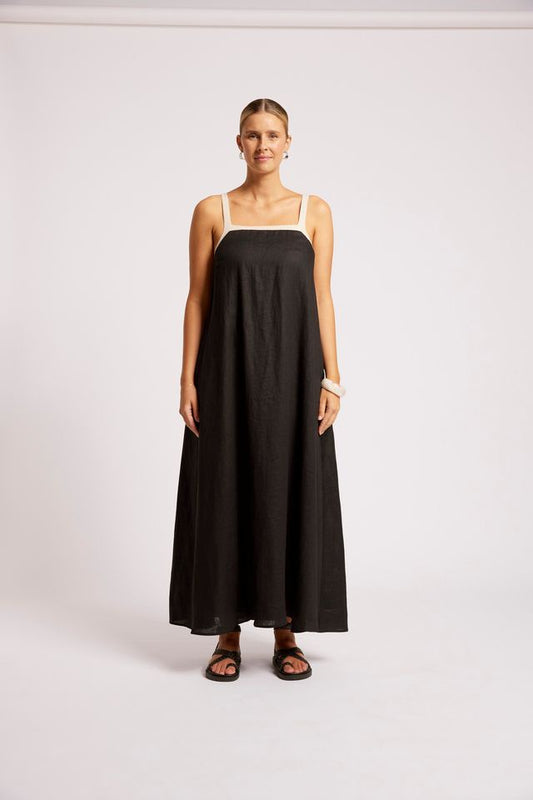 Eb & Ive Maris Splice Linen Tank Maxi Dress Black/Tusk | Women's Clothing | Gretel Lane
