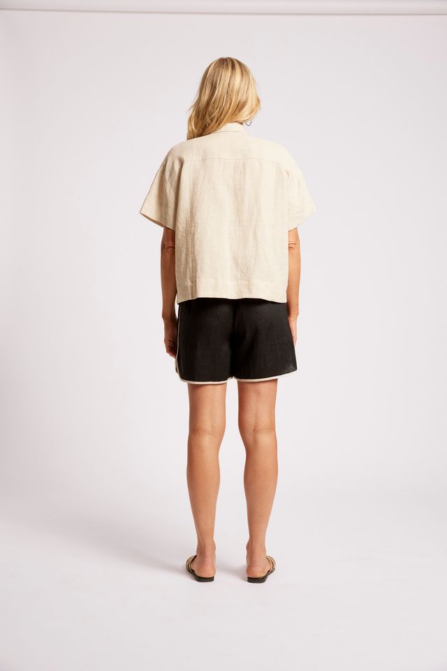 Eb & Ive Maris Linen Short Sleeve Shirt Tusk | Women's Clothing | Gretel Lane