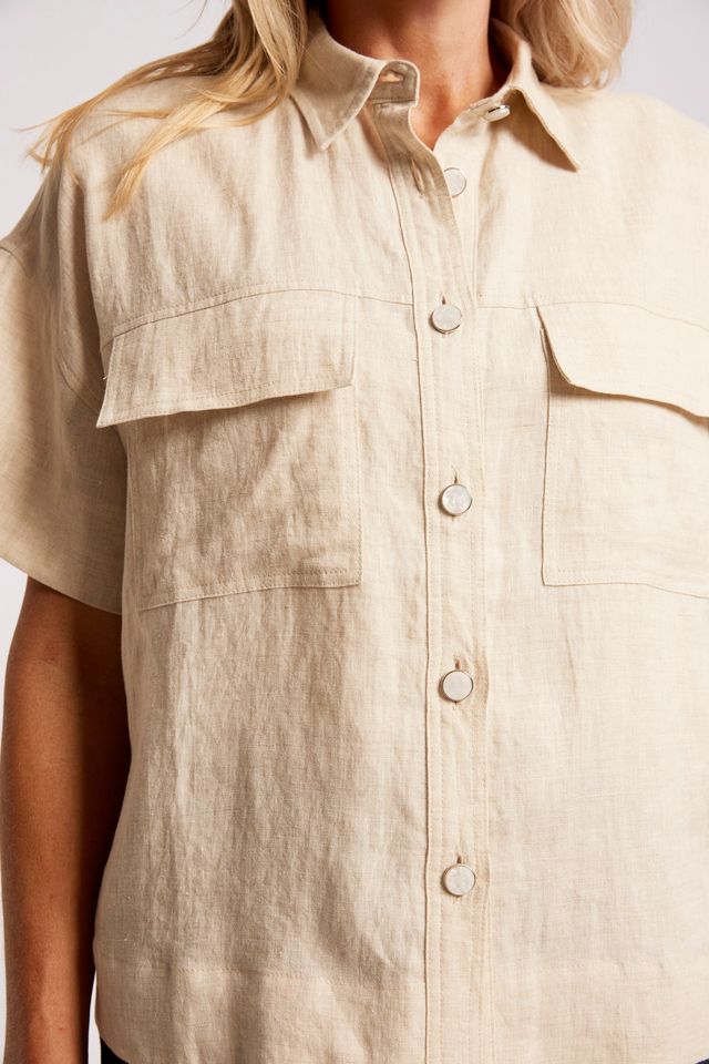 Eb & Ive Maris Linen Short Sleeve Shirt Tusk | Women's Clothing | Gretel Lane