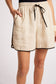 EB&IVE Maris Splice Linen Drawstring Short Tusk/Black | Women's Linen Shorts | Gretel Lane