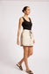 EB&IVE Maris Splice Linen Drawstring Short Tusk/Black | Women's Linen Shorts | Gretel Lane