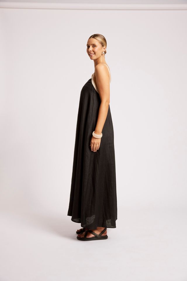 Eb & Ive Maris Splice Linen Tank Maxi Dress Black/Tusk | Women's Clothing | Gretel Lane