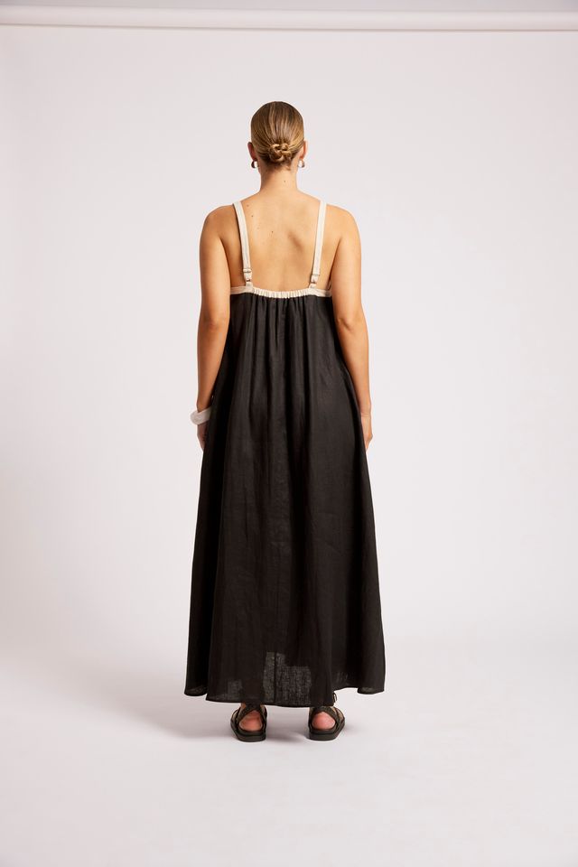 Eb & Ive Maris Splice Linen Tank Maxi Dress Black/Tusk | Women's Clothing | Gretel Lane