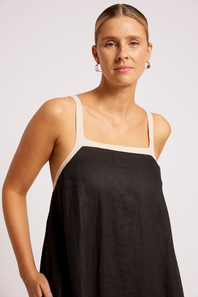Eb & Ive Maris Splice Linen Tank Maxi Dress Black/Tusk | Women's Clothing | Gretel Lane