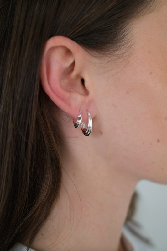 Zafino Marley Small Hoop Earrings Silver | Women's Silver Earrings | Gretel Lane