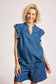 Melenia Denim Frill Top (Indigo)