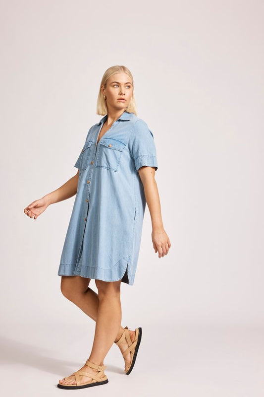 Melenia Denim Shirt Dress (Denim)