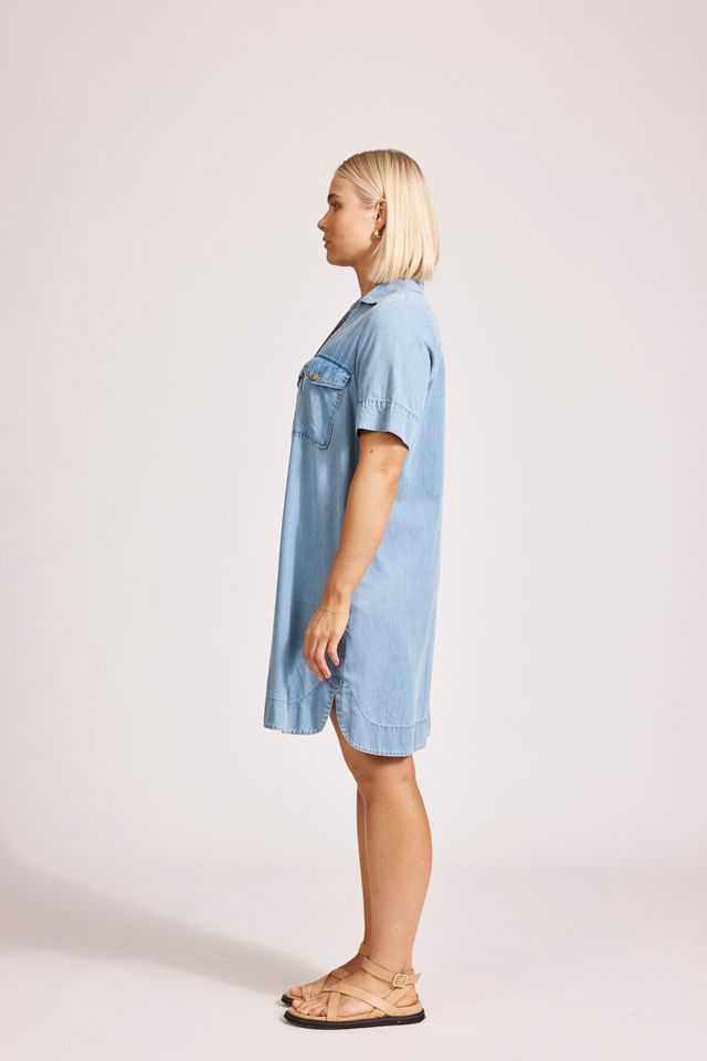 Melenia Denim Shirt Dress (Denim)