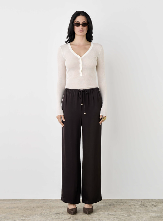 Esmaee Mercer Relaxed Full Length Pant Dark Chocolate | Women's Clothing | Gretel Lane