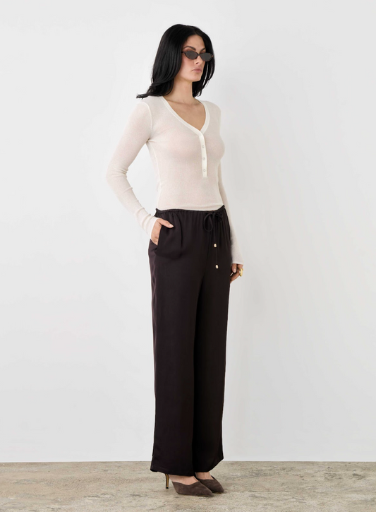 Esmaee Mercer Relaxed Full Length Pant Dark Chocolate | Women's Clothing | Gretel Lane