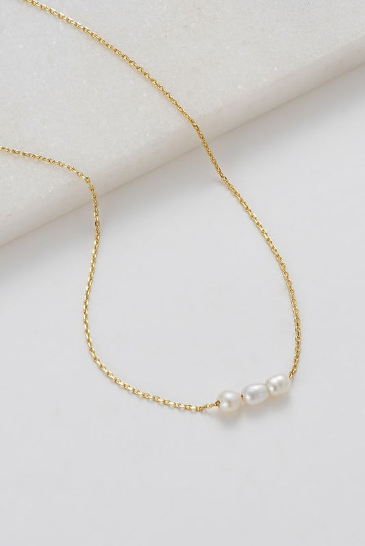 Mini Pearl Necklace (Gold)