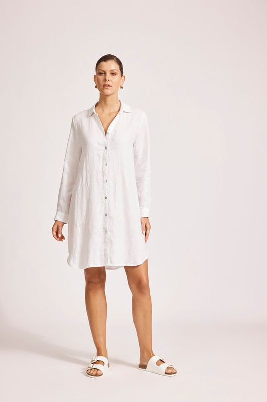 Miramar Shirt Dress (White)
