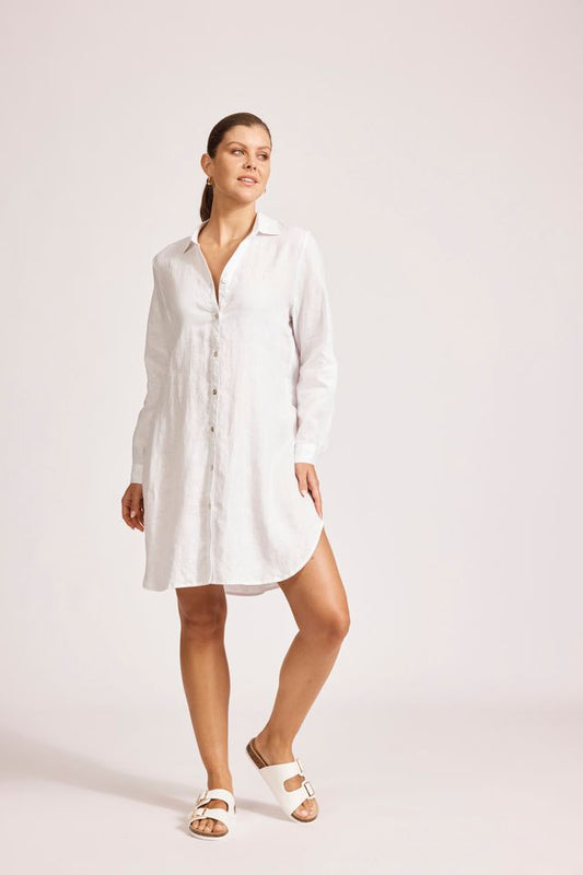 Miramar Shirt Dress (White)