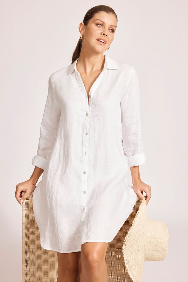 Miramar Shirt Dress (White)