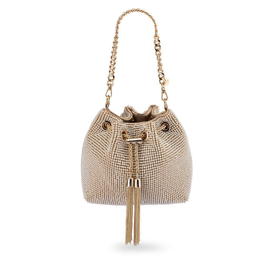 Miranda Pearl and Gold Beaded Bucket Bag | Gretel Lane
