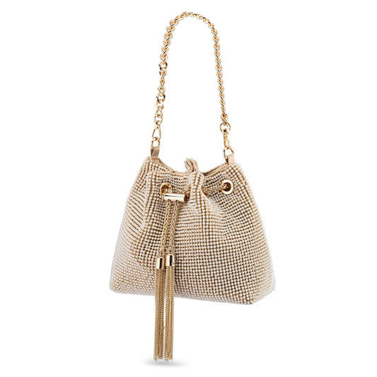 Miranda Pearl and Gold Beaded Bucket Bag | Gretel Lane