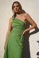 Mirror One Shoulder Bow Midi Dress (Apple Linen Blend)