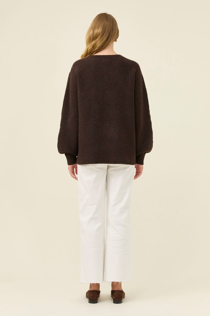 Isle of Mine Women's Miru Stitch Flower Brown Knit Jumper | Gretel Lane