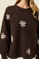 Isle of Mine Women's Miru Stitch Flower Brown Knit Jumper | Gretel Lane