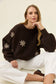Isle of Mine Women's Miru Stitch Flower Brown Knit Jumper | Gretel Lane