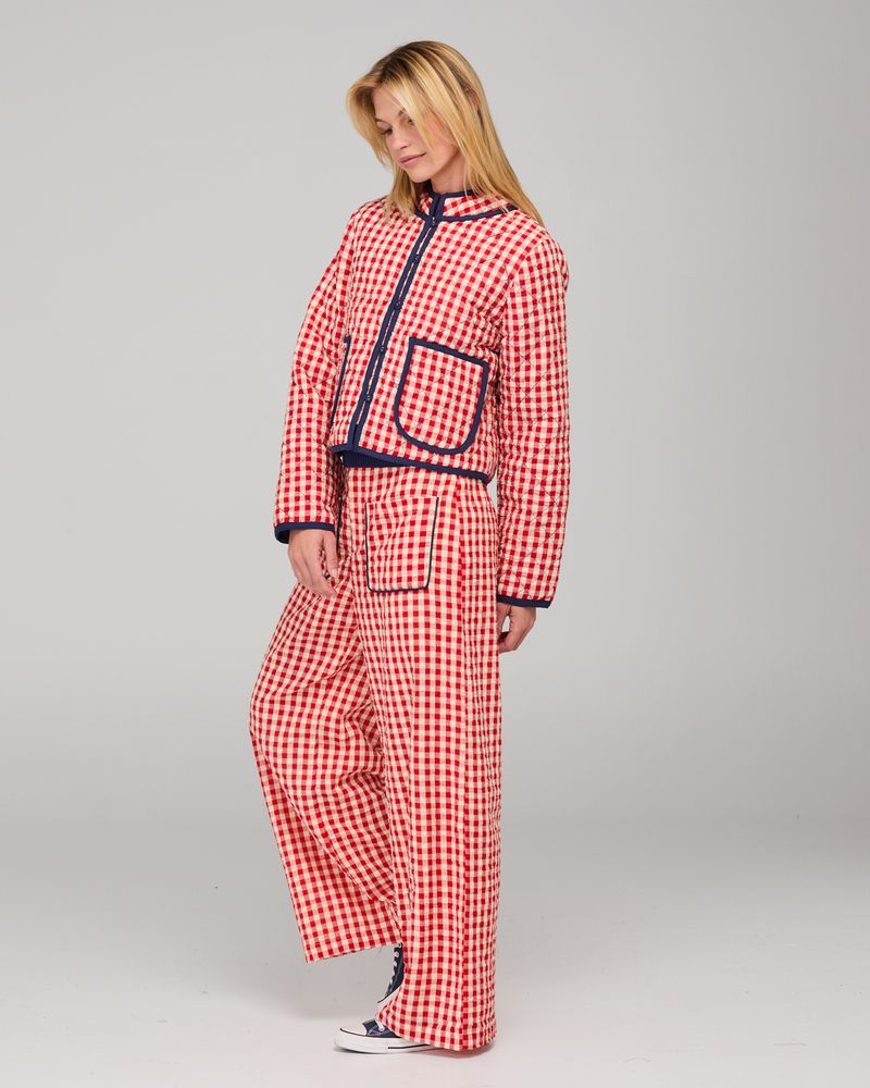 Boom Shankar Women's Red Seersucker Quilted Mizuki Jacket | Gretel Lane
