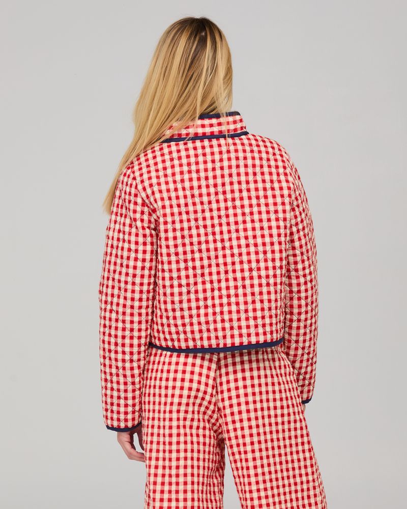 Boom Shankar Women's Red Seersucker Quilted Mizuki Jacket | Gretel Lane