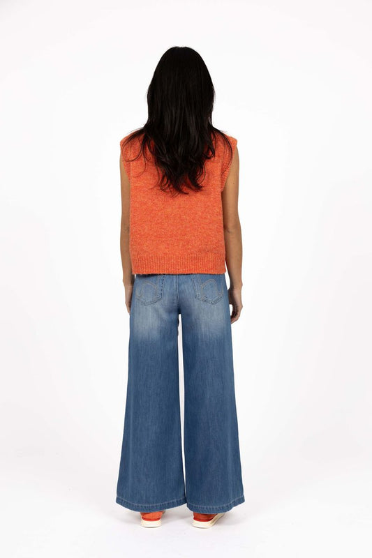 Humidity Women's Orange Knit Monet Pullover Vest | Gretel Lane