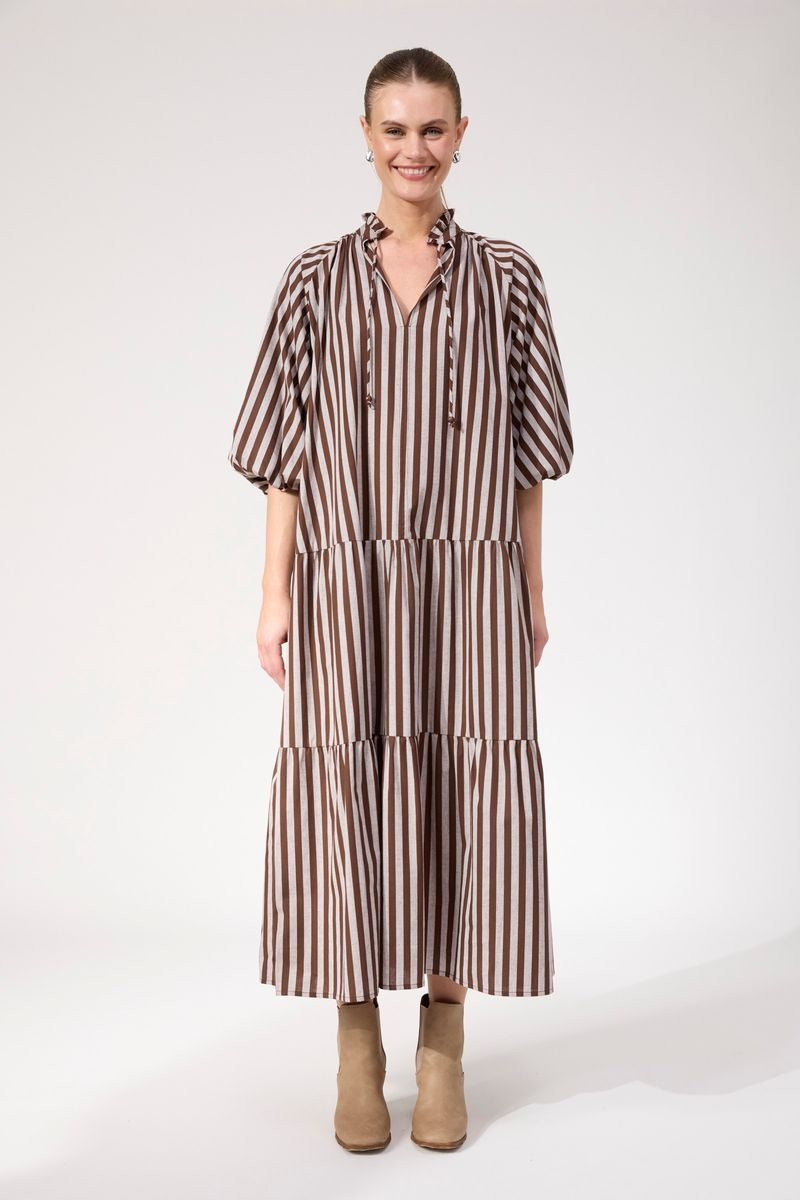 Haven Women's Brown Monterosa Stripe Maxi Dress | Gretel Lane