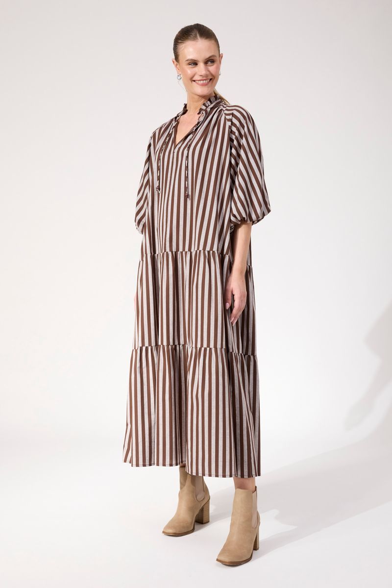 Haven Women's Brown Monterosa Stripe Maxi Dress | Gretel Lane