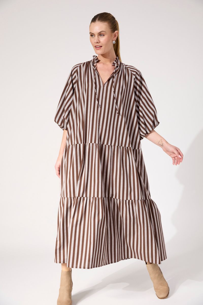 Haven Women's Brown Monterosa Stripe Maxi Dress | Gretel Lane