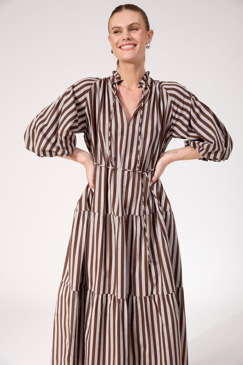 Haven Women's Brown Monterosa Stripe Maxi Dress | Gretel Lane