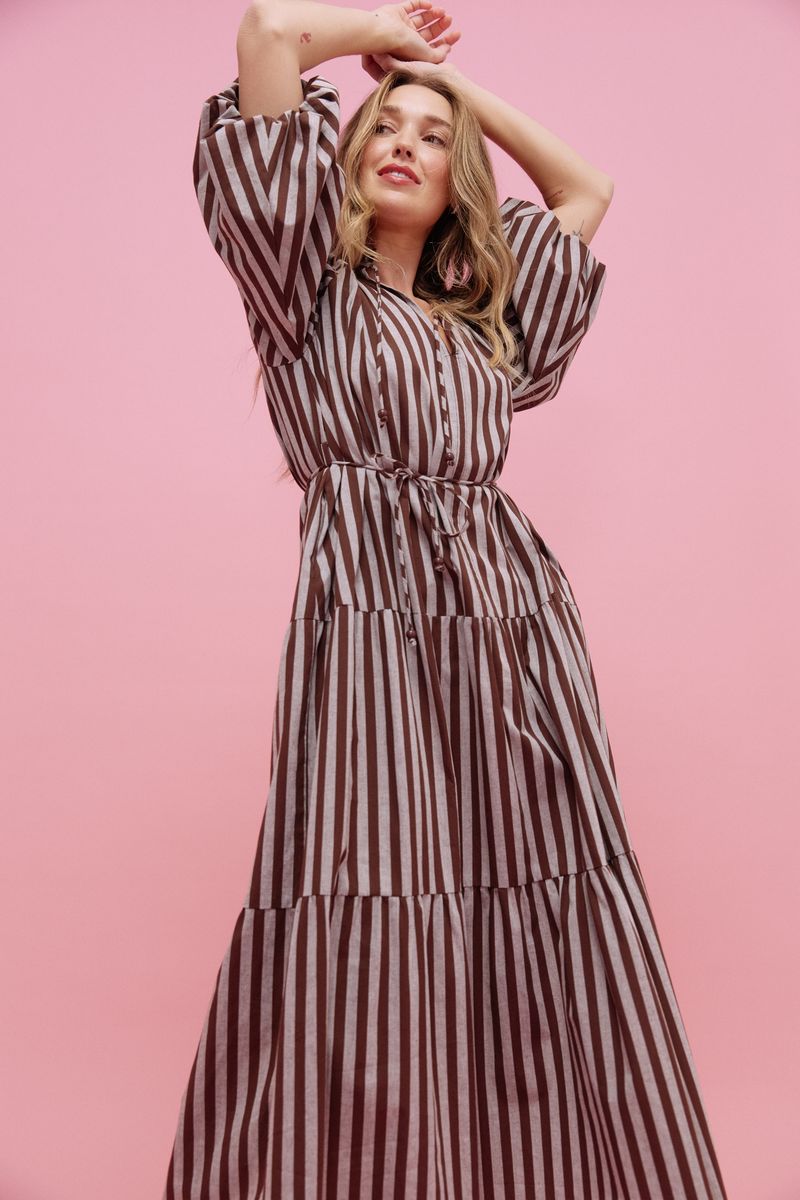 Haven Women's Brown Monterosa Stripe Maxi Dress | Gretel Lane