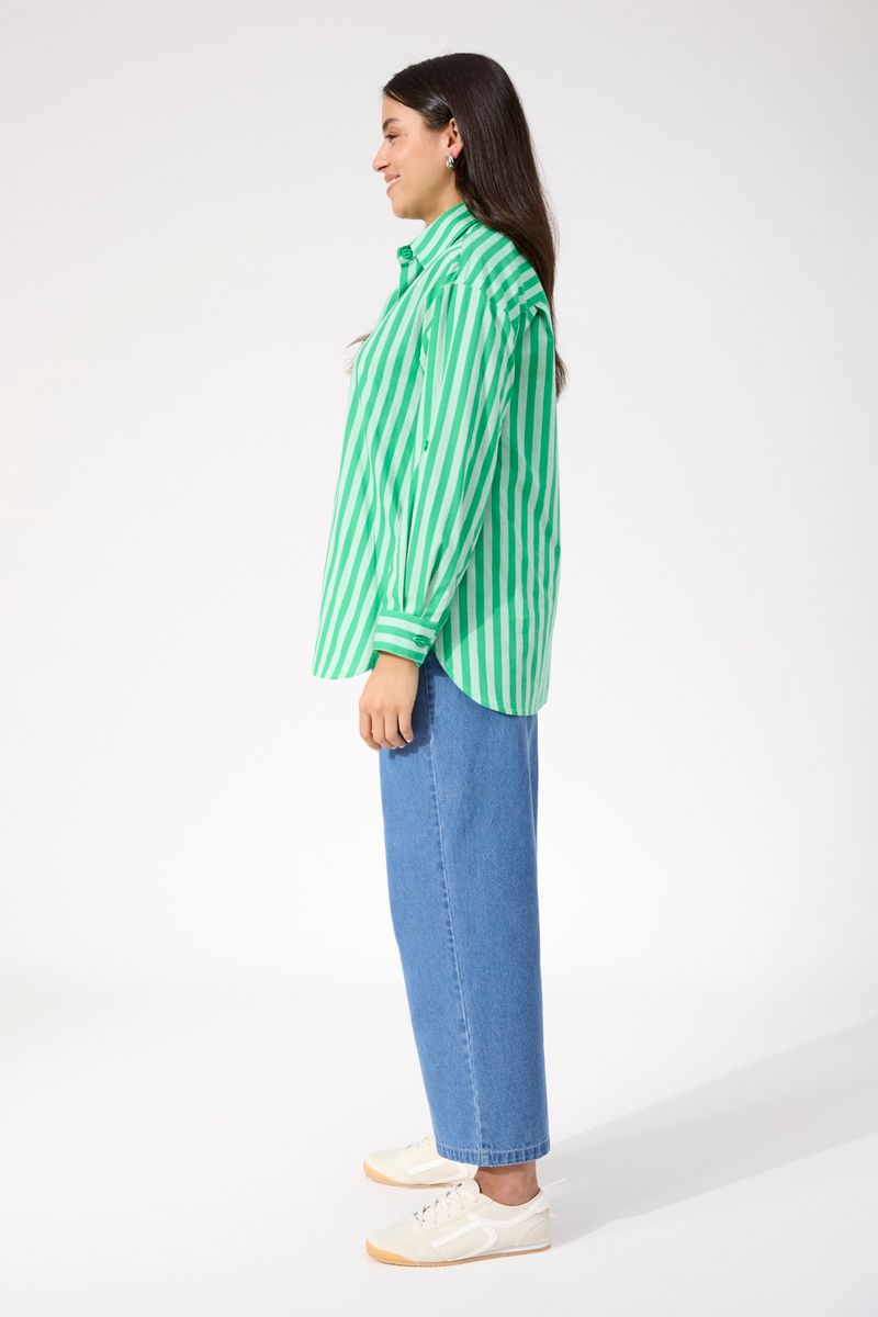 Haven Women's Green Stripe Button Through Monterosa Shirt | Gretel Lane