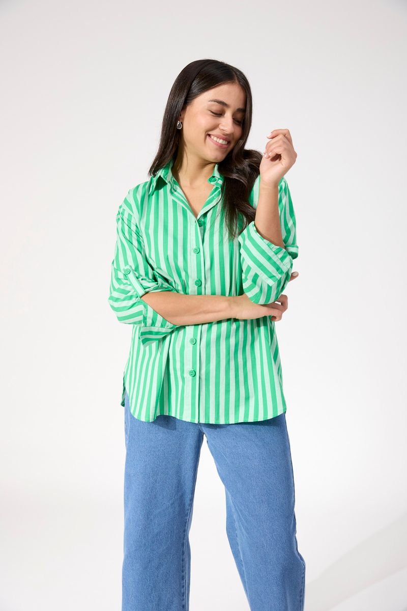 Haven Women's Green Stripe Button Through Monterosa Shirt | Gretel Lane