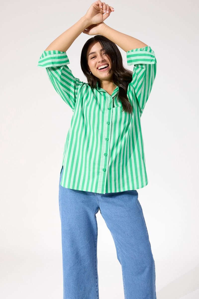 Haven Women's Green Stripe Button Through Monterosa Shirt | Gretel Lane