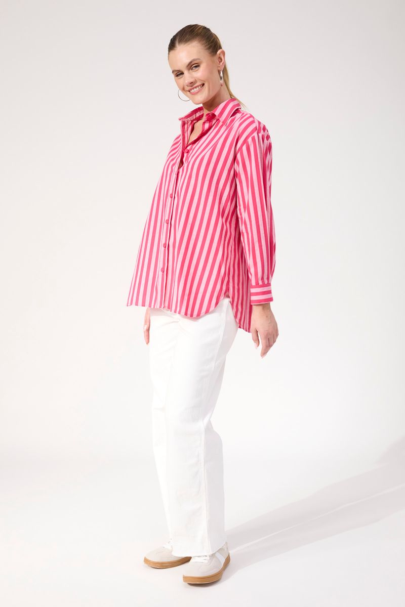 Haven Women's Pink Stripe Monterosa Button Through Shirt | Gretel Lane