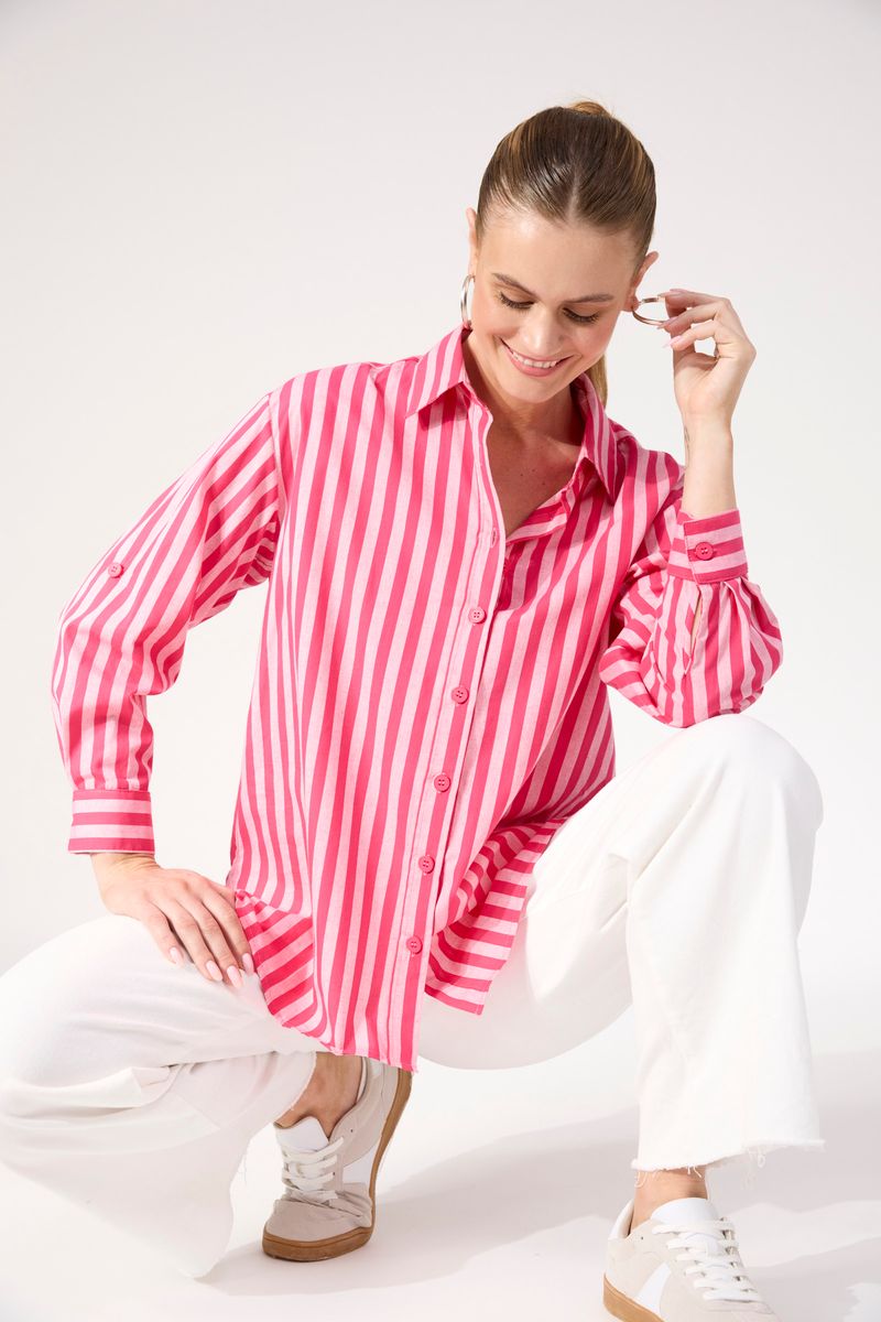 Haven Women's Pink Stripe Monterosa Button Through Shirt | Gretel Lane
