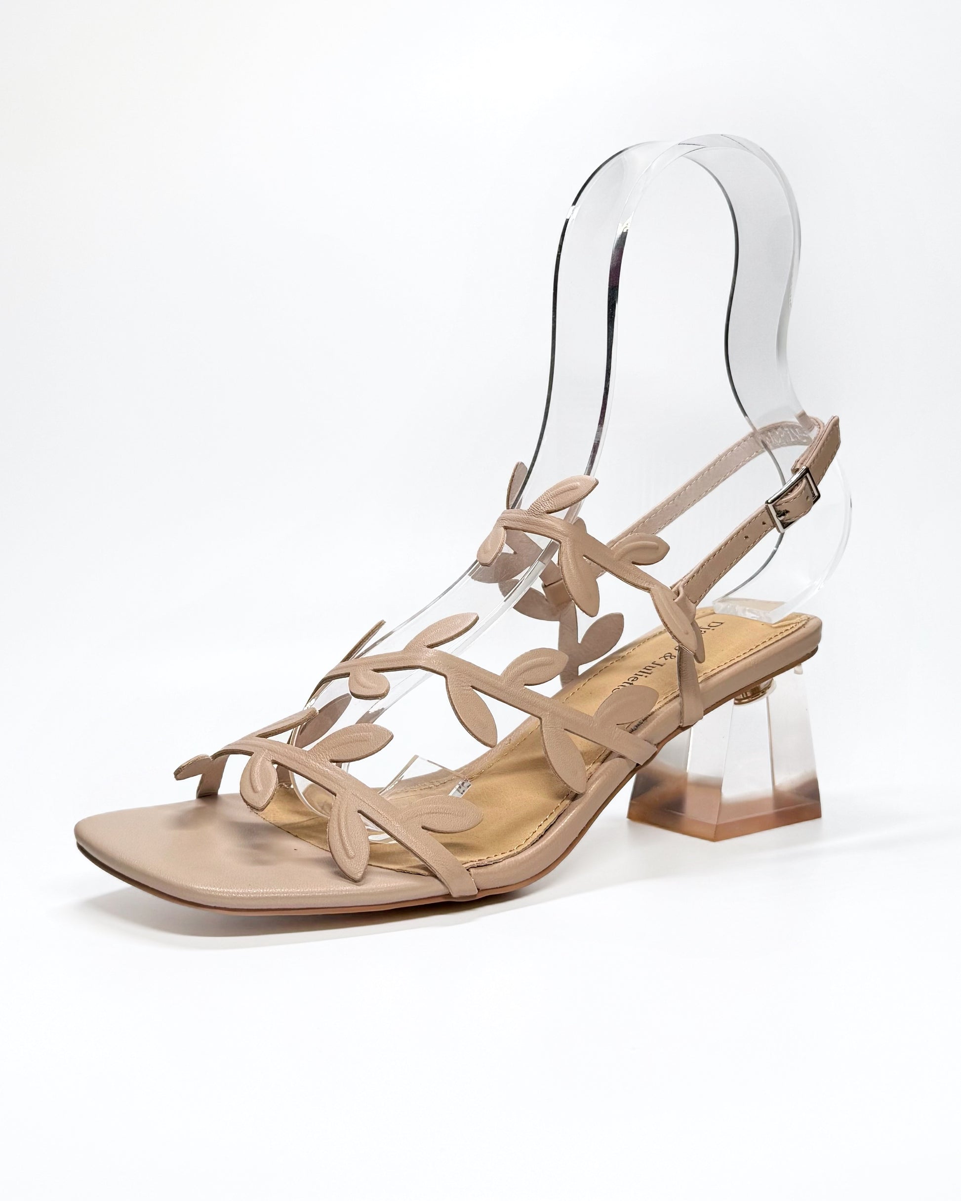 Women's beige sandal with transparent heel | Gretel Lane