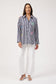 HAVEN Mykonos Embroidered Stripe Button Through Cotton Shirt Navy | Women's Clothing | Gretel Lane