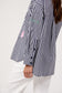 HAVEN Mykonos Embroidered Stripe Button Through Cotton Shirt Navy | Women's Clothing | Gretel Lane