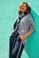 HAVEN Mykonos Embroidered Stripe Button Through Cotton Shirt Navy | Women's Clothing | Gretel Lane