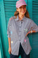 HAVEN Mykonos Embroidered Stripe Button Through Cotton Shirt Navy | Women's Clothing | Gretel Lane